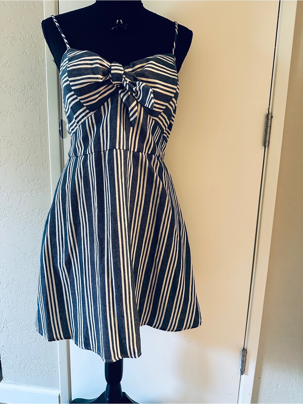 Speechless Navy & White Striped Tie-Front Dress Size XXL
